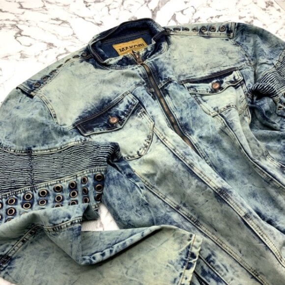 Men's Blue Vintage Washed Fashion Denim Jacket NWT - Picture 3 of 7